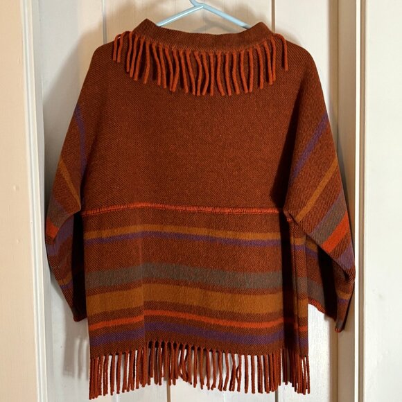Vintage Norwegian Lapp Lander 100% Wool Pullover Fringed Sweater, Euro Size 40 - Picture 2 of 6